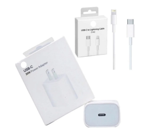 Cargador Iphone 12 / 13 / 11 / Xr / Xs Cubo 20W Y Cable Usb C A Lightning 1 Mts